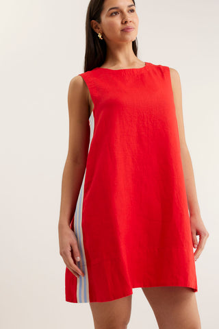 Vespa Linen Dress In Red