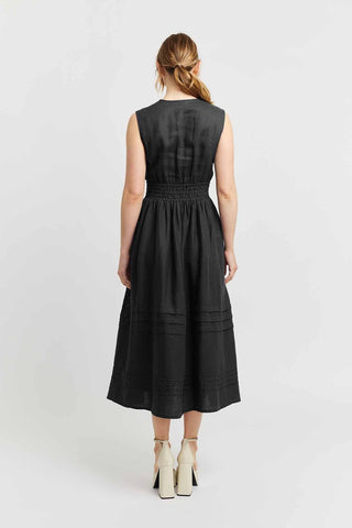 Alessandra Dresses Lucia Linen Dress in Black