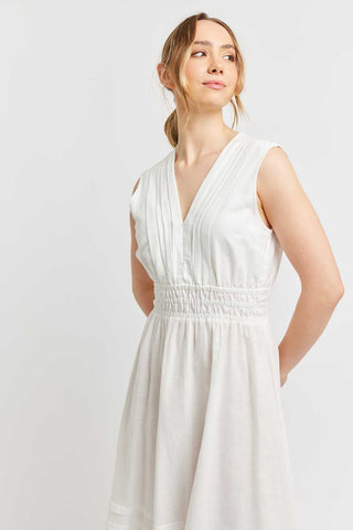 Alessandra Dresses Lucia Linen Dress in White