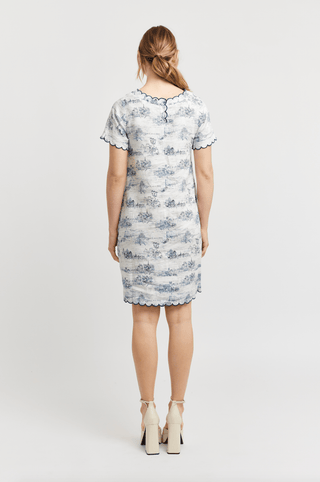 Alessandra Dresses Mod Linen Dress in Navy French Toile