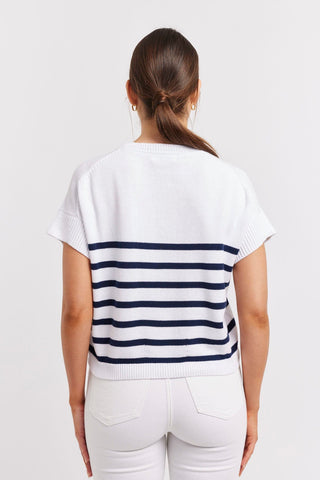 Alessandra Shirts Rena Cotton Top in Navy
