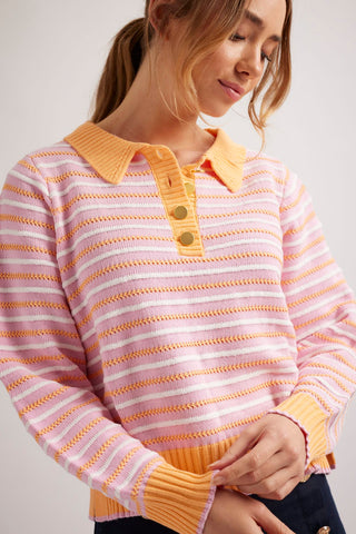 Alessandra Sweater Momento Cotton Polo in Peony