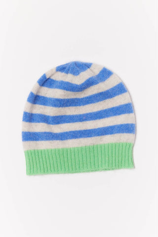 Alessandra Accessory ONE SIZE / LIME Baby Cashmere Beanie in Lime, Blue Grey Stripe