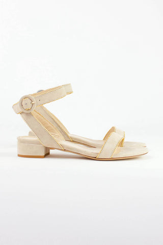 Alessandra Accessory Milano Beaded Sandal in Beige Suede