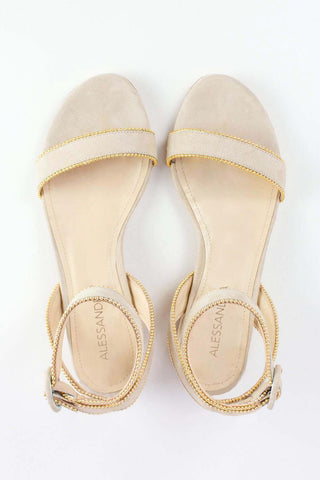 Alessandra Accessory Milano Beaded Sandal in Beige Suede
