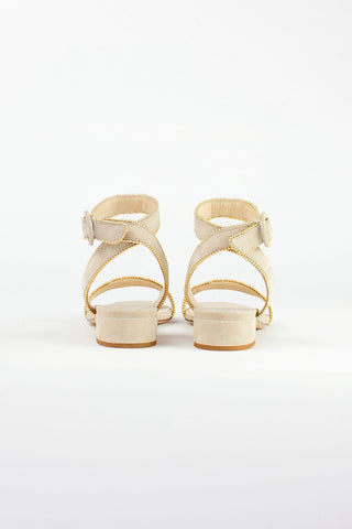 Alessandra Accessory Milano Beaded Sandal in Beige Suede