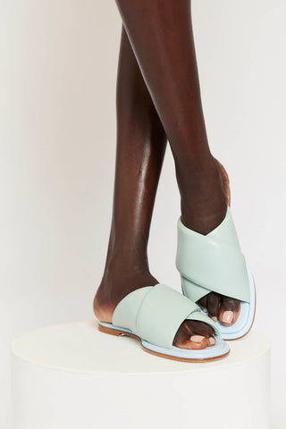 Alessandra Accessory Roma Nappa Slide in Sage/Baby Blue