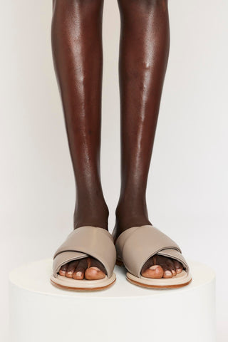 Alessandra Accessory Roma Nappa Slide in Taupe/Beige