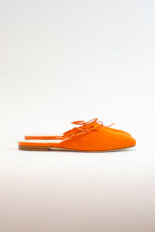 Alessandra Accessory Verona Bow Mule in Orange Suede