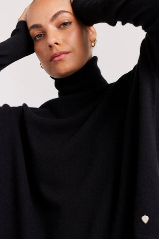 Alessandra Cashmere Sweater A Polo Bay Cashmere Sweater in Black