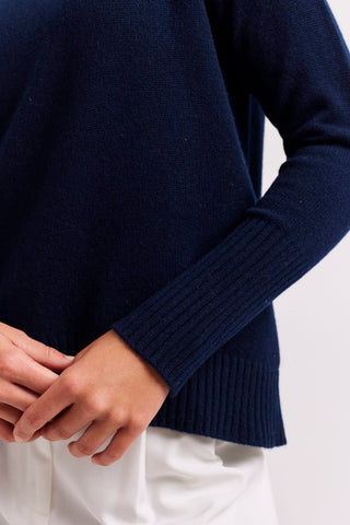 Alessandra Sweater Fifi Polo Cashmere Sweater in Navy