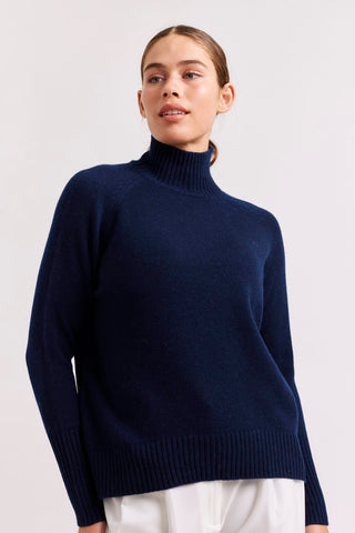 Alessandra Sweater Fifi Polo Cashmere Sweater in Navy
