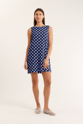 Lola Polkadot Dress In Navy