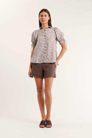 Tessa Linen Shirt  In Animal