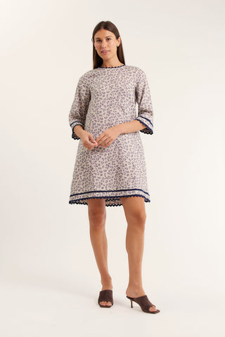 Claire Linen Dress In Animal