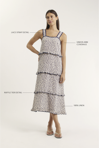 Clementine Linen Dress In Animal