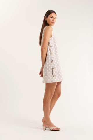 Lola Polkadot Dress In Beige