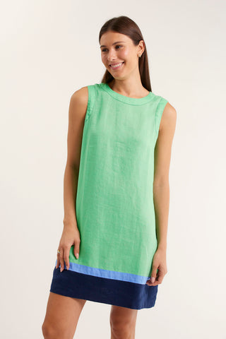 Vespa Dress In Linen In Spearmint Splice