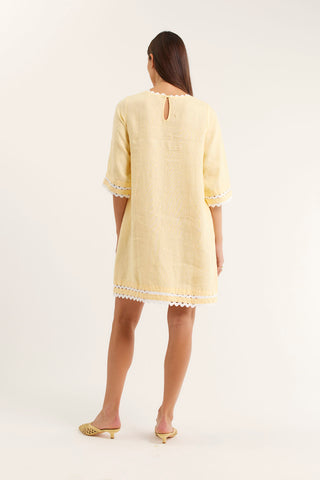Claire Linen Dress In Lemon