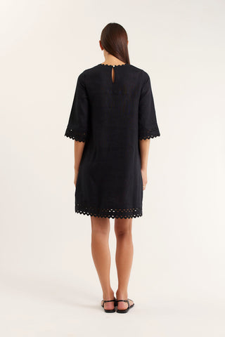 Claire Linen Dress in Black