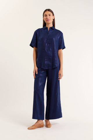 Sasha Lurex Shirt In Navy