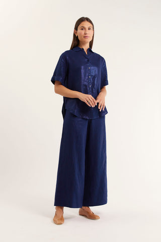 Sasha Lurex Shirt In Navy