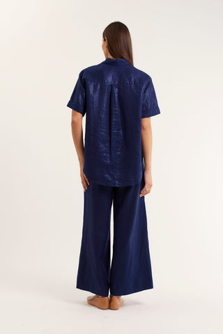 Sasha Lurex Shirt In Navy