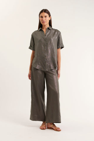 Sasha Lurex Shirt In Khaki