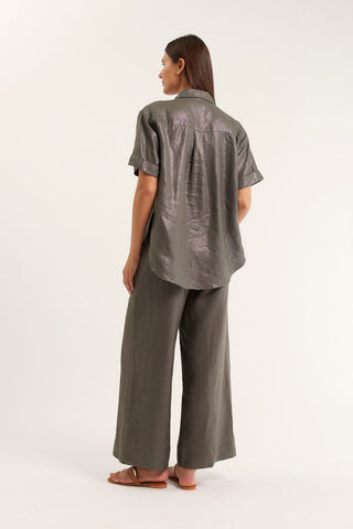 Sasha Lurex Shirt In Khaki