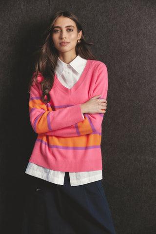 Brooklyn Cashmere Sweater In Electric Pink