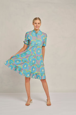 Marcella Dress Green Viva Print