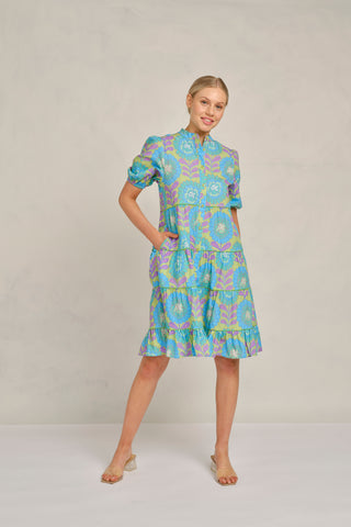 Marcella Dress Green Viva Print