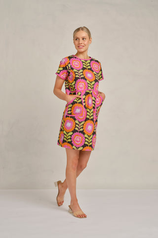 Chiara Dress in Black Viva Print