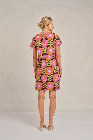 Chiara Dress in Black Viva Print