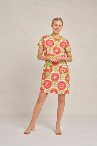 Chiara Dress in White Viva Print