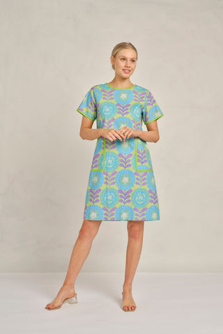 Chiara Dress in Green Viva Print