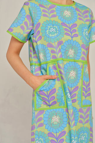 Chiara Dress in Green Viva Print