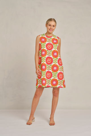 Lenna Dress in White Viva Print