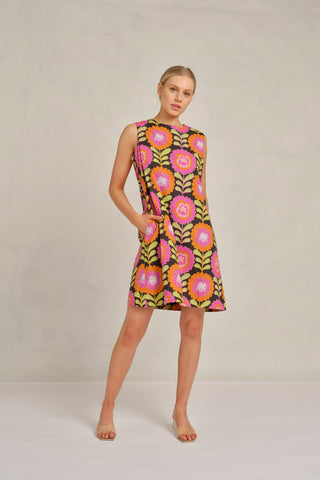 Lenna Dress in Black Viva Print