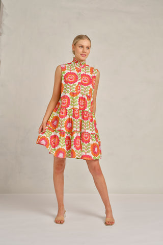 Modena Dress in White Viva Print