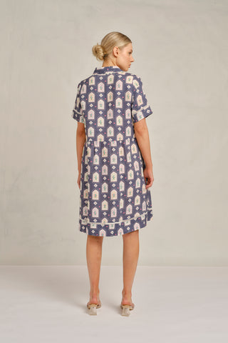 Maxine Luxe Dress in Navy Eden Print