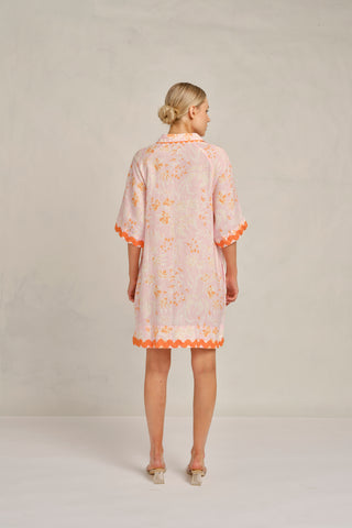 Aurienne Linen Wave Dress in Blossom