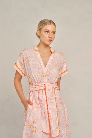 Candice Wave Linen Dress in Blossom Paradise Print