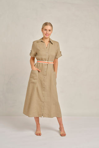 Quinn Linen Dress in Malt