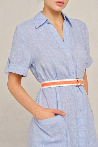 Quinn Linen Dress in Sky