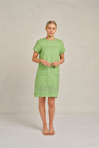 London Linen Dress in Apple