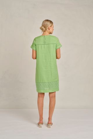 London Linen Dress in Apple