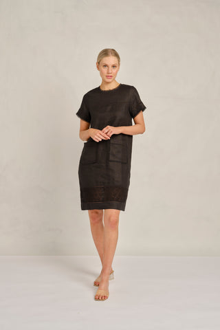 London Linen Dress in Black