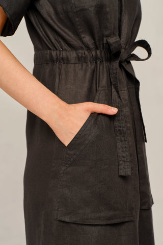 Caden Linen Dress in Black