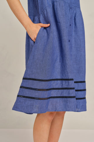 Maxine Lace Linen Dress In Denim